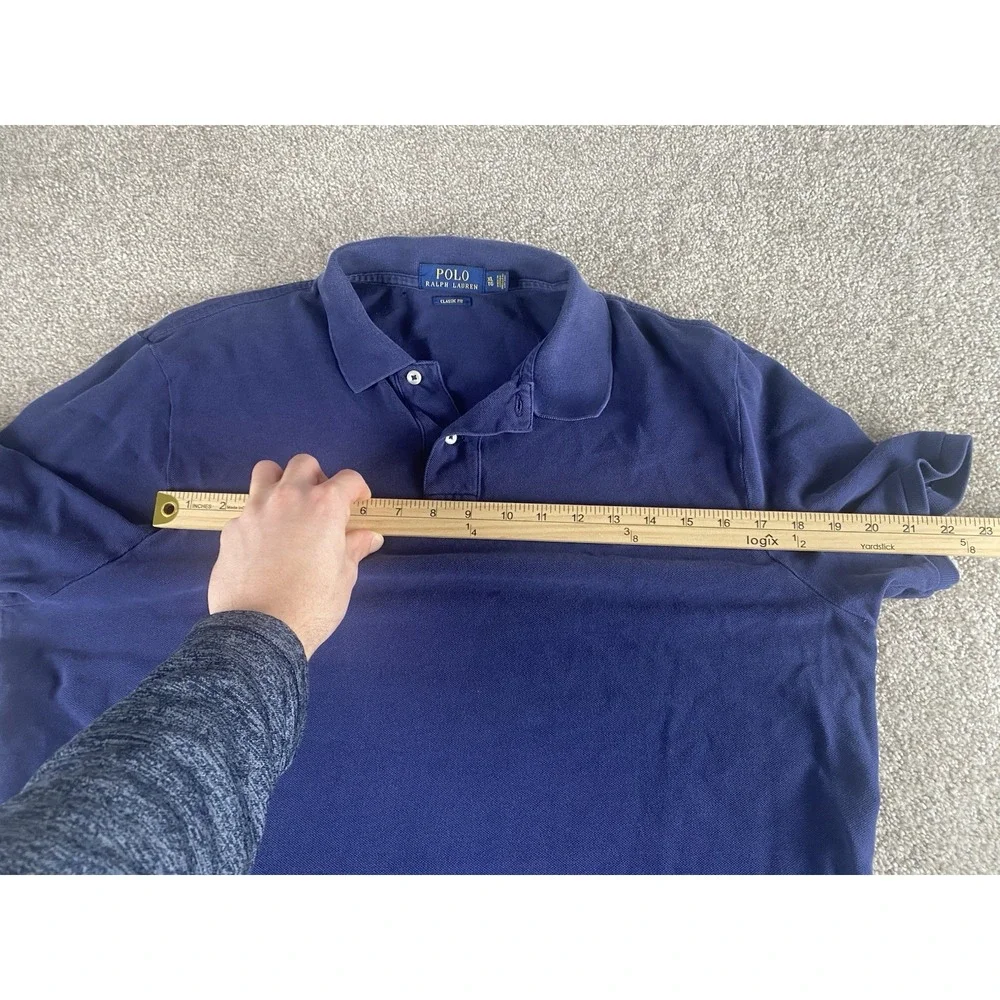Polo Ralph Lauren‎ Men XL Solid Blue Polo Shirt Red Pony Preppy Classic Fit Read